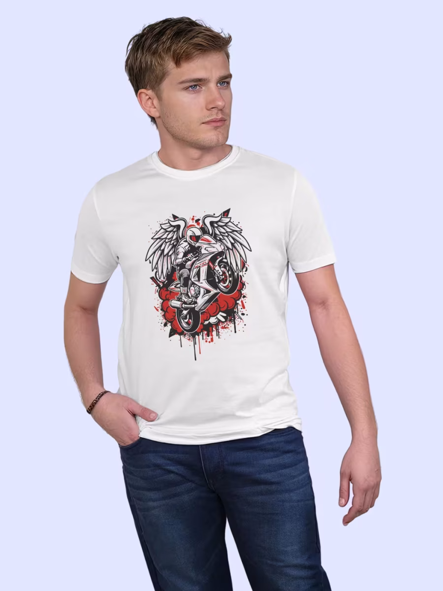 Flying Biker T-Shirt For Men - Half Sleeve - Image 3