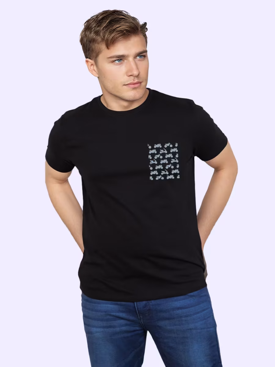Motorcycle Pattern T-Shirt For Men - Half Sleeve - Image 3