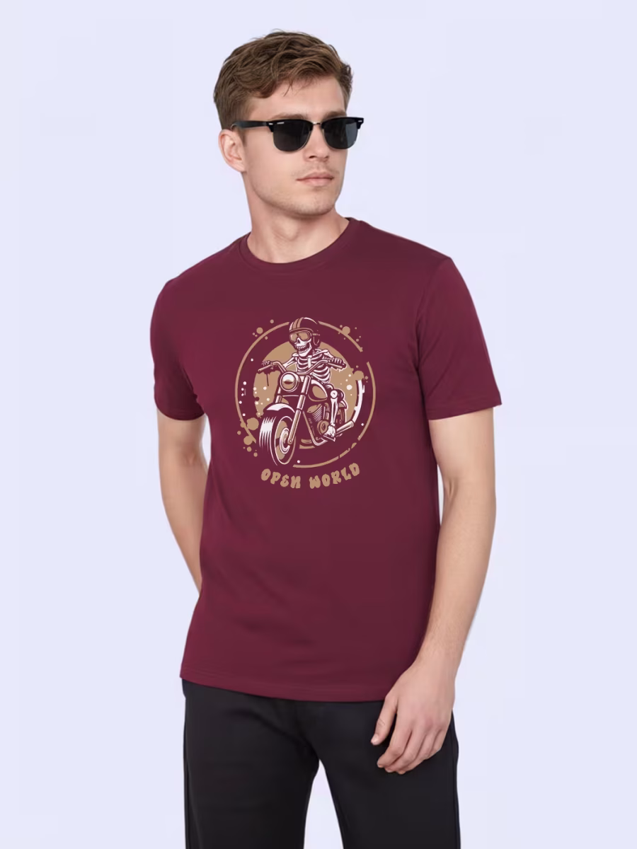 Open World Biker T-Shirt For Men - Half Sleeve - Image 3