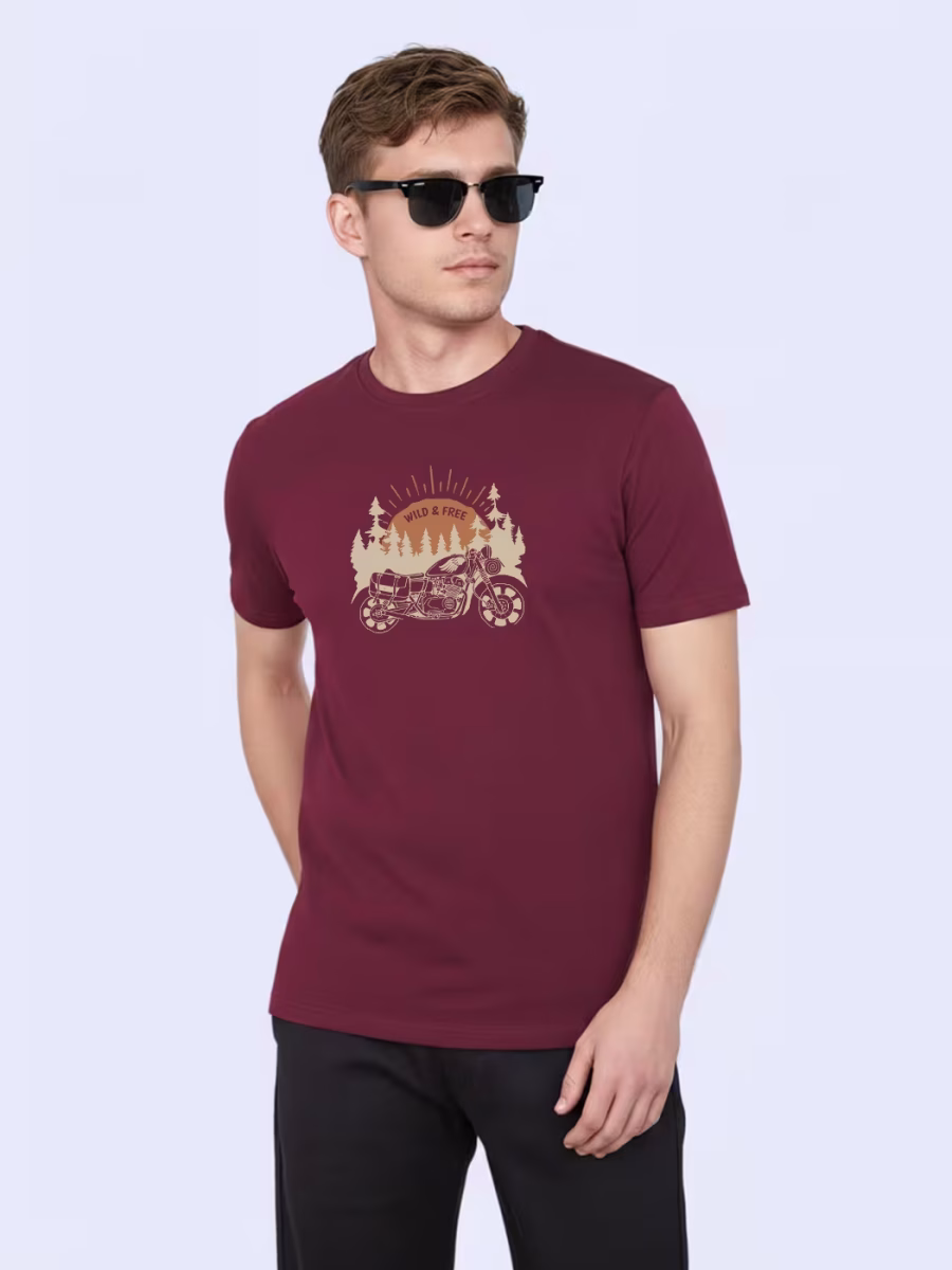 Wild And Free T-Shirt For Men - Half Sleeve - Image 3
