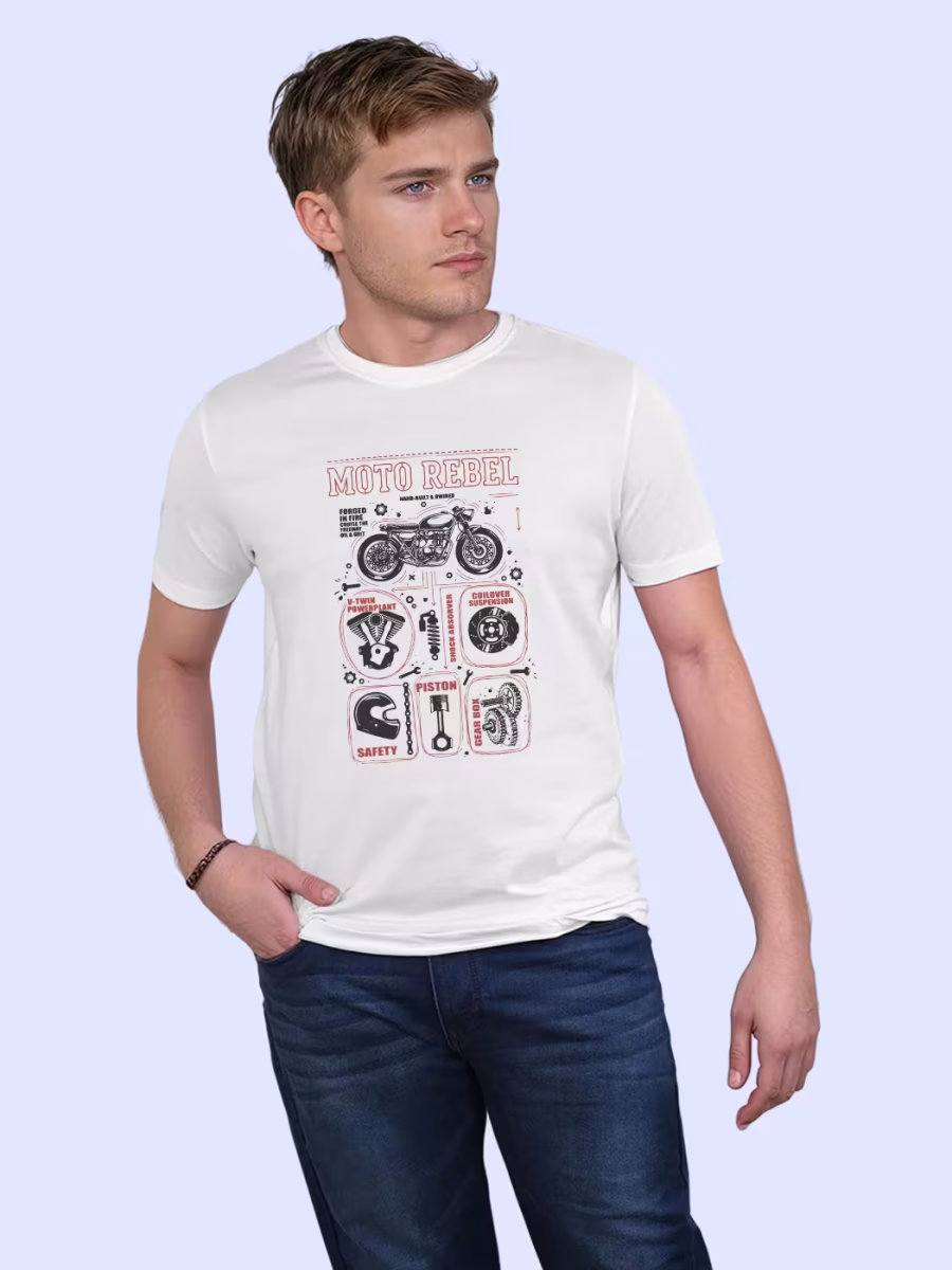 Moto Rebel T-Shirt For Men - Half Sleeve - Image 3