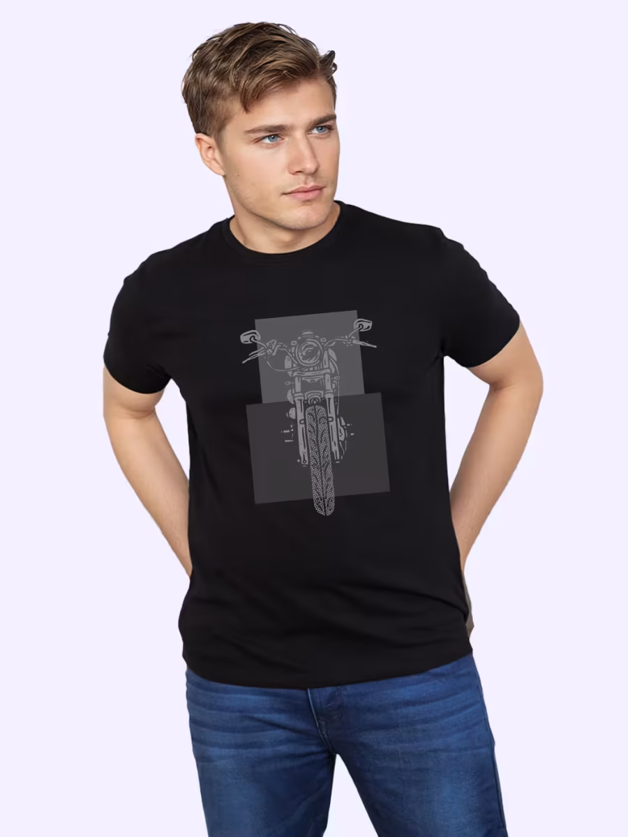 Motorcycle Graphic T-Shirt For Men - Half Sleeve - Image 3