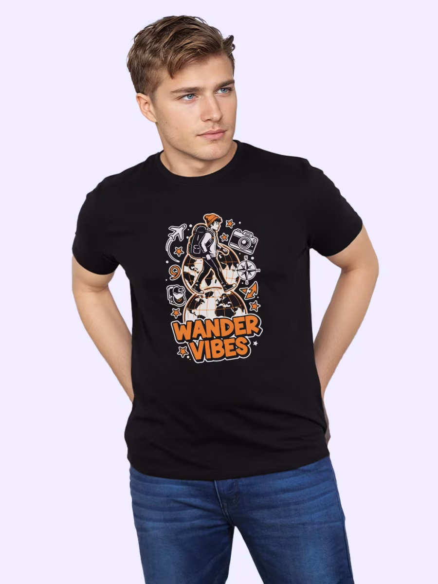 Wander Vibes T-Shirt For Men - Half Sleeve - Image 3