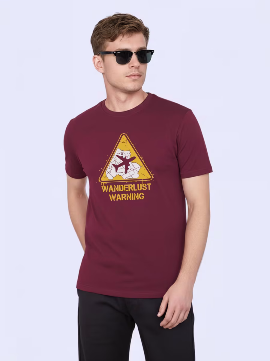 Wanderlust Warning T-Shirt For Men - Half Sleeve - Image 3