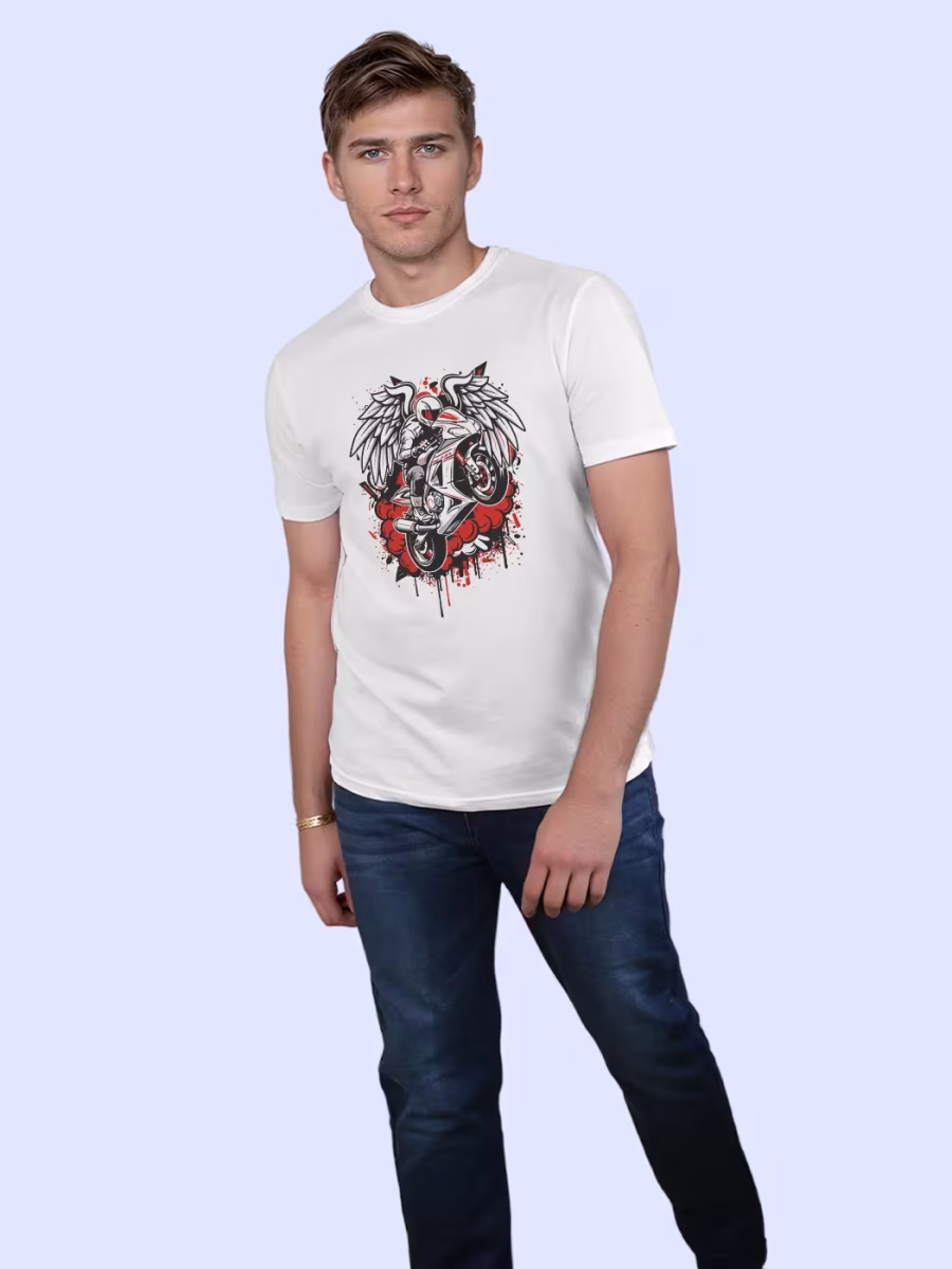 Flying Biker T-Shirt For Men - Half Sleeve - Image 4