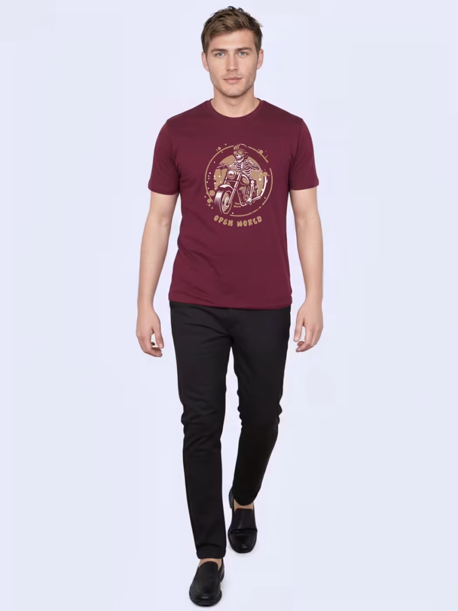 Open World Biker T-Shirt For Men - Half Sleeve - Image 4