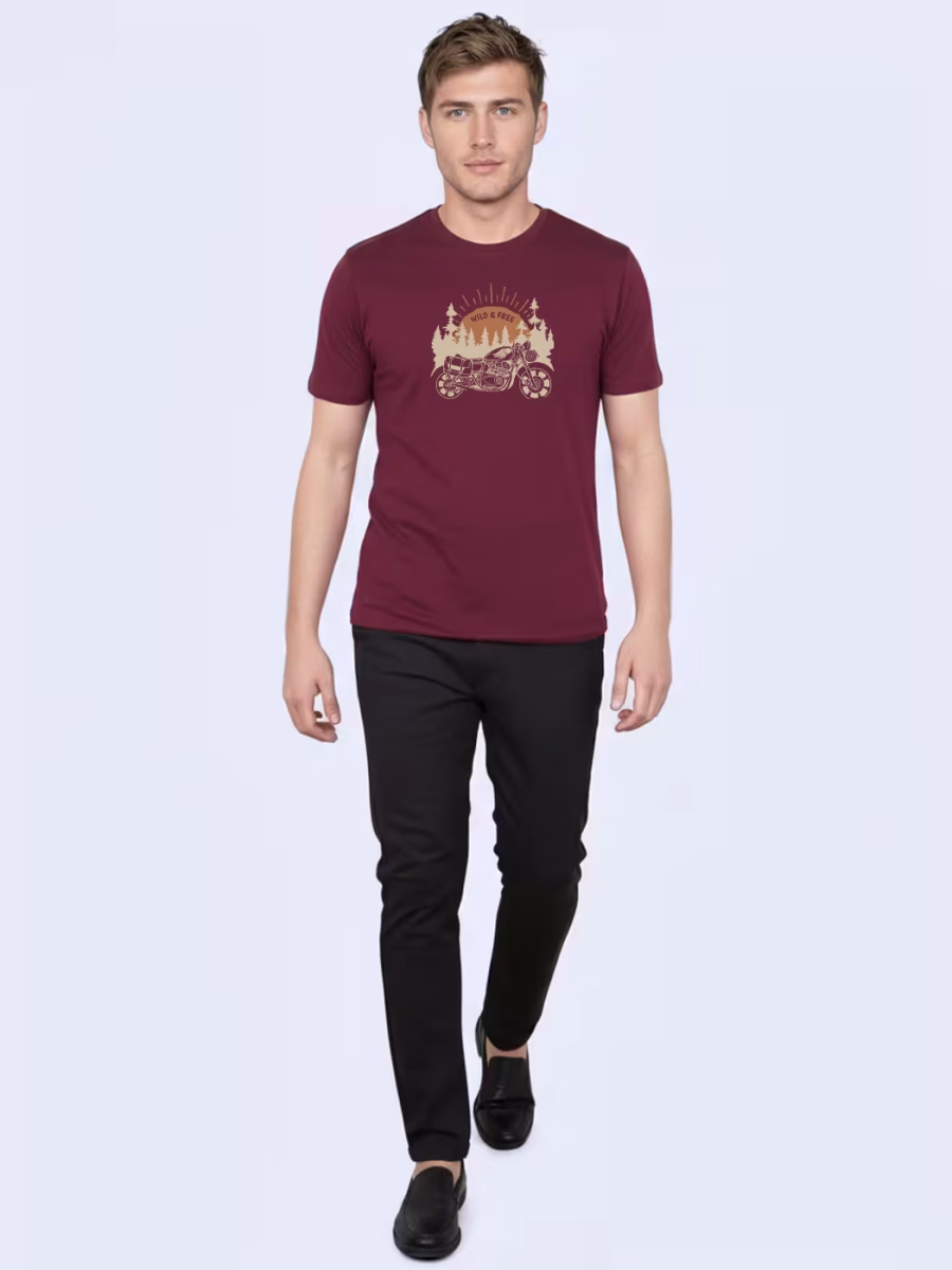 Wild And Free T-Shirt For Men - Half Sleeve - Image 4