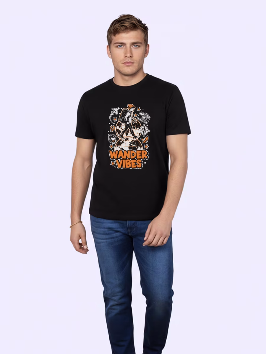 Wander Vibes T-Shirt For Men - Half Sleeve - Image 4