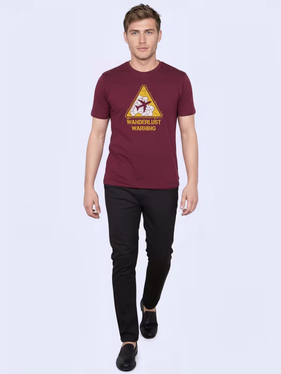 Wanderlust Warning T-Shirt For Men - Half Sleeve - Image 4