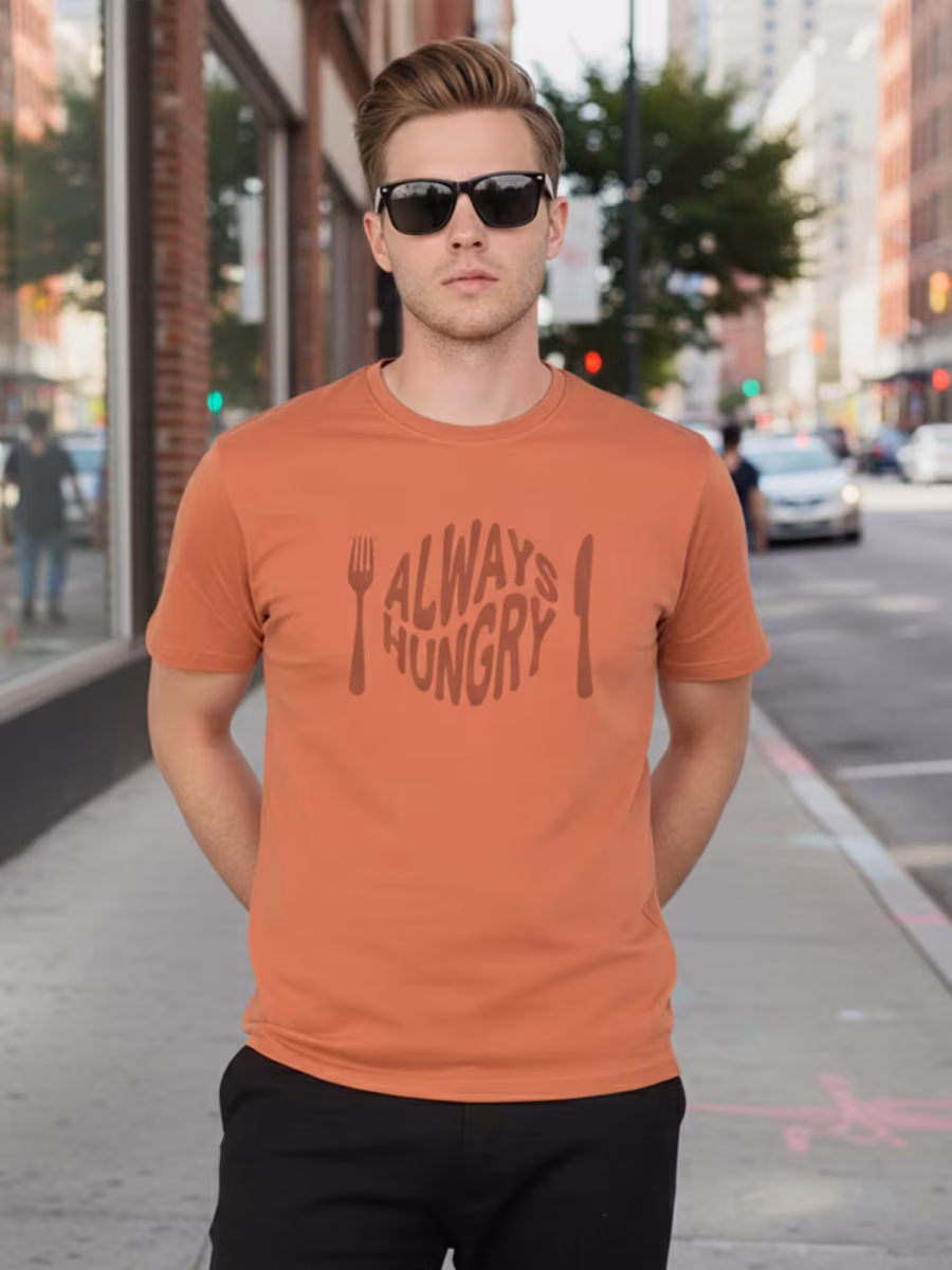 Always Hungry Safron T-Shirt For Men - Half Sleeve