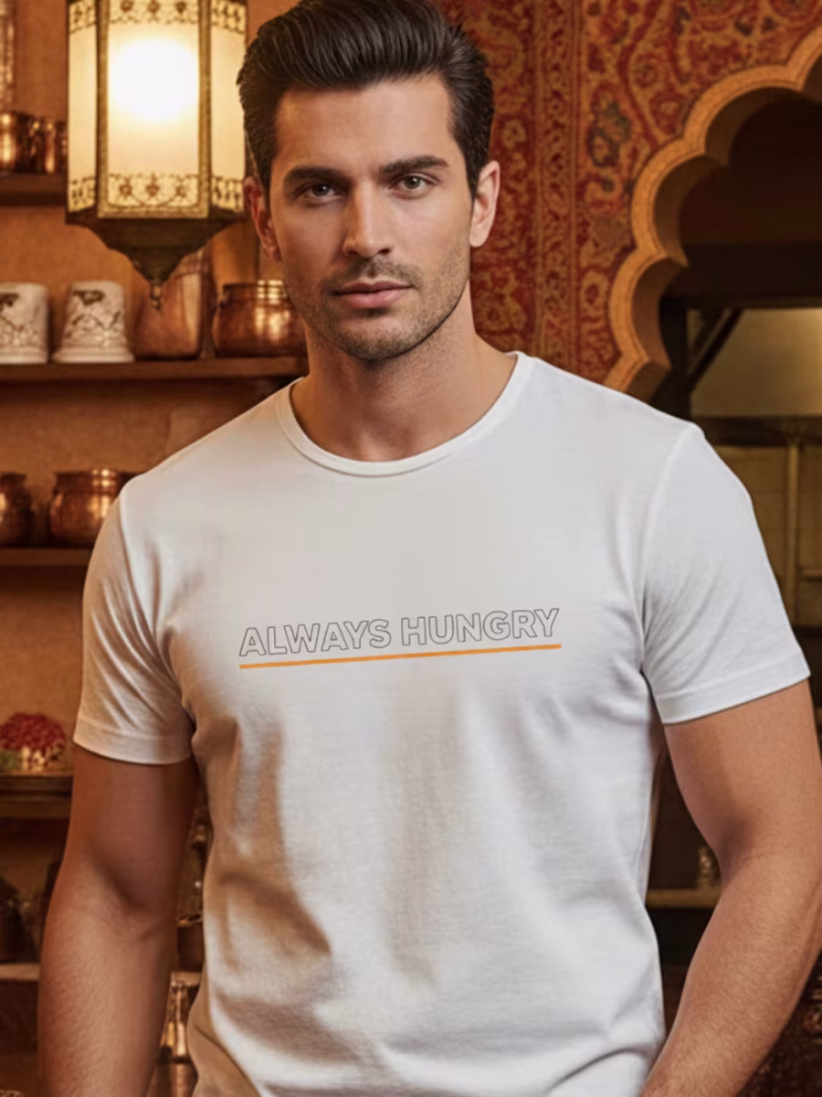 Always Hungry Minimal Chest Print T-Shirt For Men - Half Sleeve
