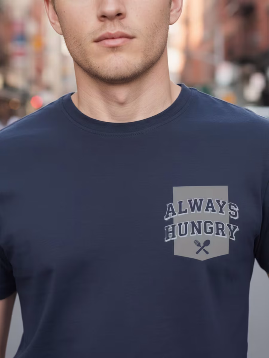 Always Hungry Pocket T-Shirt For Men - Half Sleeve