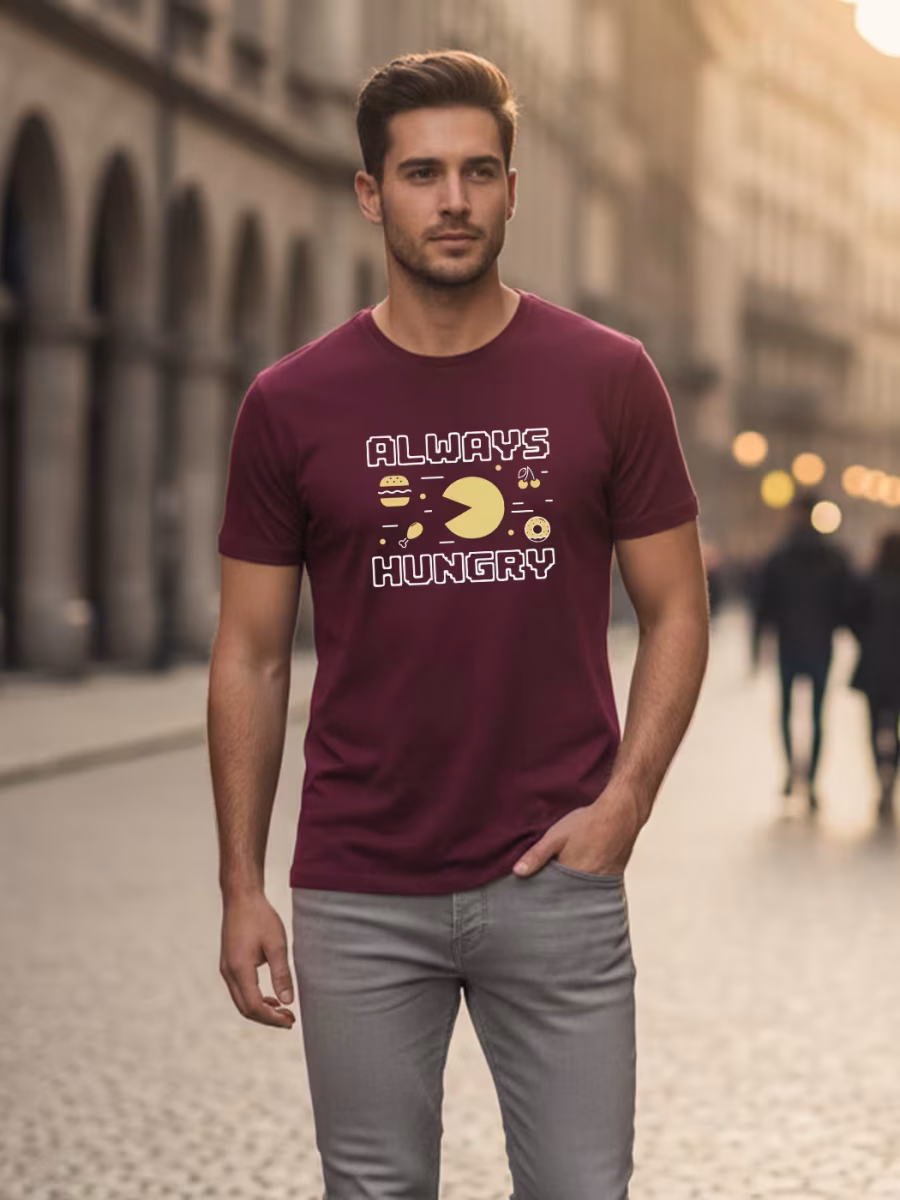 Always Hungry Retro T-Shirt For Men - Half Sleeve