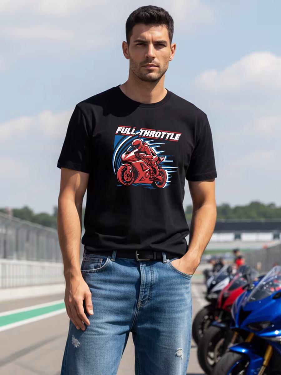 Full Throttle Bike T-Shirt For Men - Half Sleeve