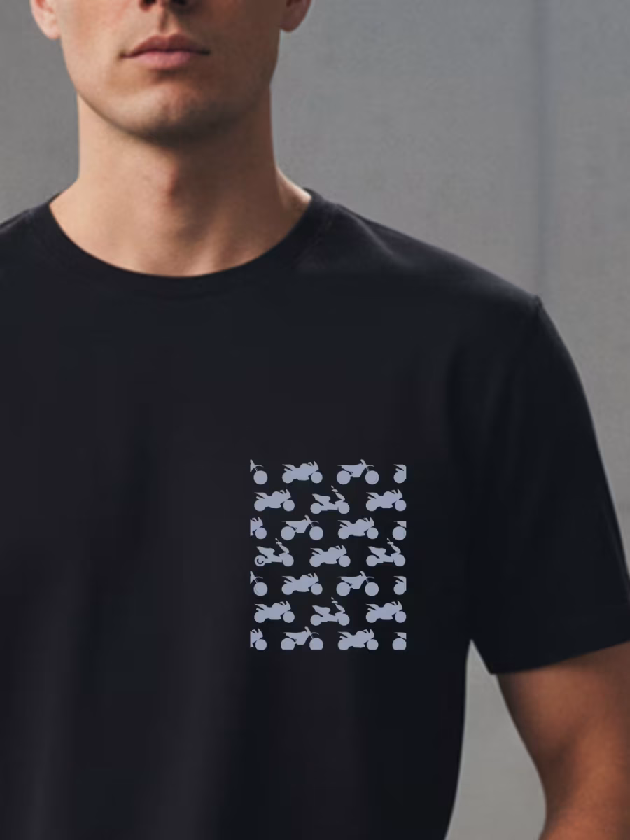 Motorcycle Pattern T-Shirt For Men - Half Sleeve