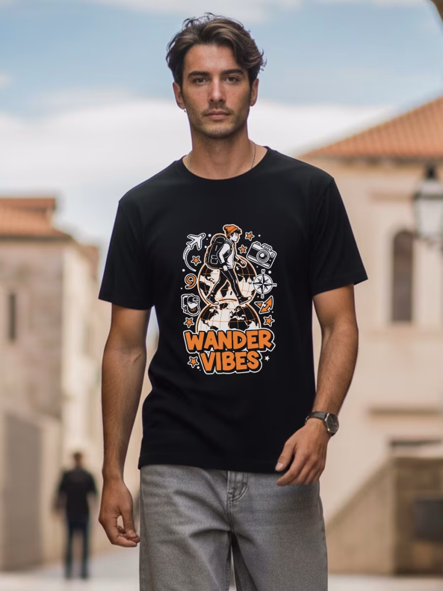 Wander Vibes T-Shirt For Men - Half Sleeve