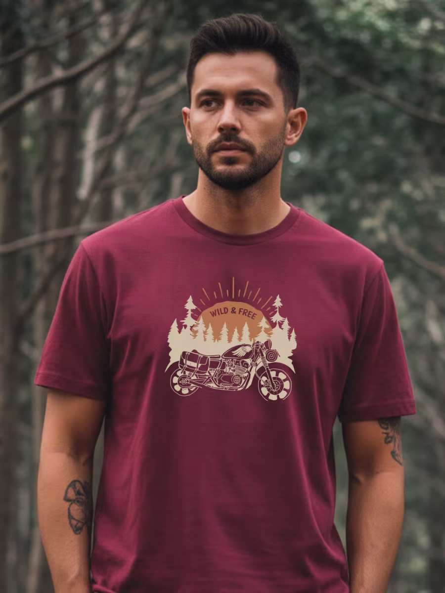 Wild And Free T-Shirt For Men - Half Sleeve