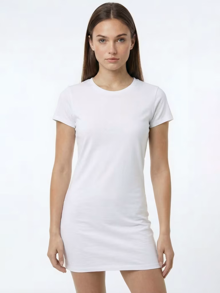 Women's Plain White Half Sleeve T-Shirt Dress
